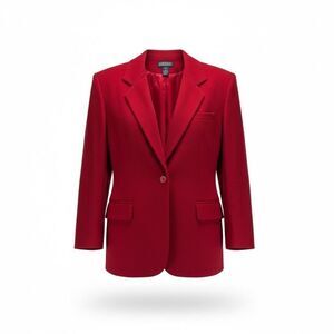 Lands’ End Red Wool Cashmere Blazer12P Vintage 90s Tailored Academia Preppy